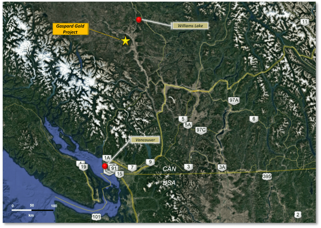 Regional location of the Gaspard Gold Project Vancouver, B.C., August 11, 2021. FALCON GOLD CORP. (FG: TSX-V), (3FA: GR), (FGLDF: OTCQB); (“Falcon” or the “Company”) is pleased to announce it has commenced field work on its Gaspard Gold Project (the ‘Property’) near Spences Bridge, BC. The Gaspard property is comprised of 3 mineral claims, covering 3,955 hectares in the Clinton Mining District of central British Columbia (Figure 1). The Property covers similar geology to the Spences Bridge Gold Belt (the “SBGB”) that hosts Westhaven Gold Corp.’s (TSXV:WHN) Shovelnose gold project and the Blackdome Zone gold-silver deposit owned by Tempus Resources (ASX:TMR).