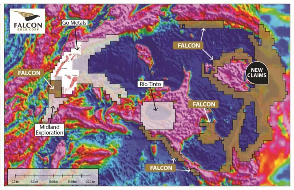 FALCON INCREASES LAND POSITION BY 70% AT HSP SOUTH, NICKEL-COPPER- COBALT-PROJECT NEXT TO GO METALS, QUEBEC Falcon Gold Corp FALCON INCREASES LAND POSITION BY 70% AT HSP SOUTH, NICKEL-COPPER- COBALT-PROJECT NEXT TO GO METALS, QUEBEC Vancouver, B.C., October 25th, 2022, Falcon Gold Corp. (FG: TSX-V), (3FA: GR), (FGLDF: OTCQB); ("Falcon" or the “Company”)., is pleased to report on the expansion of our HSP south project by staking an additional 290 claims. This has increased our total claims to 703, covering 37,962 hectares in the Havre St. Pierre Anorthosite Complex (HSP Property Area) by 70%.