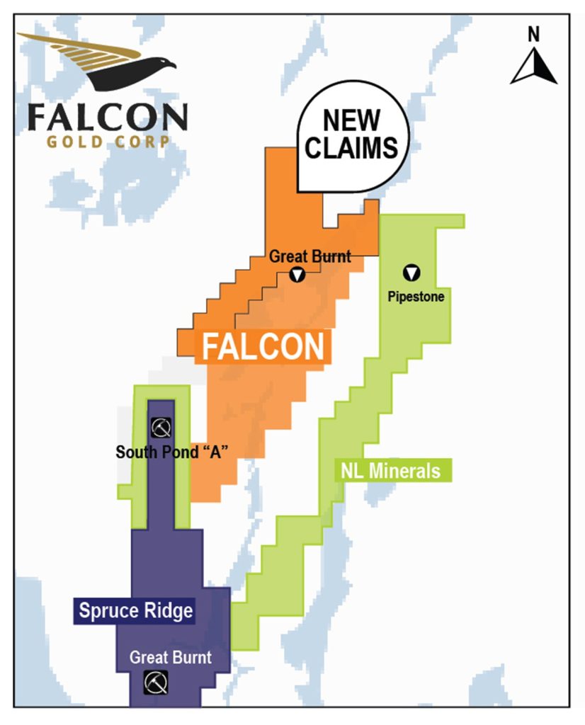Great Burnt, NL Falcon Gold Corp Great Burnt, NL The Great Burnt Property is hosted within the Great Burnt greenstone belt (GBGB). The Great Burnt greenstone belt is host to the Great Burnt Copper Zone with an indicated resource of 381,300 tonnes at 2.68% Cu and inferred resources of 663,100 tonnes at 2.10% Cu. 